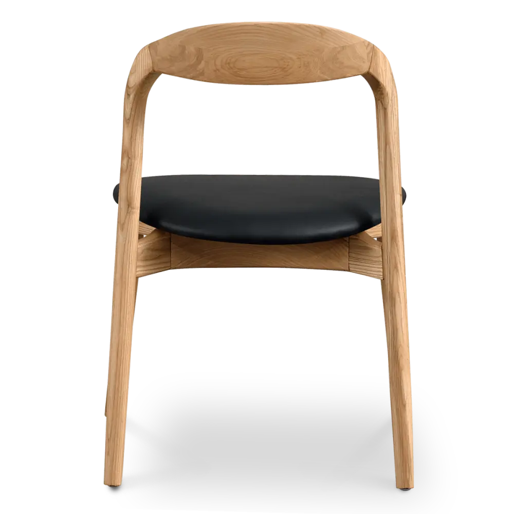 Bow Stoel Essen Hout | Zwart PU Leer Bow Stoel Essen Hout | Zwart PU Leer