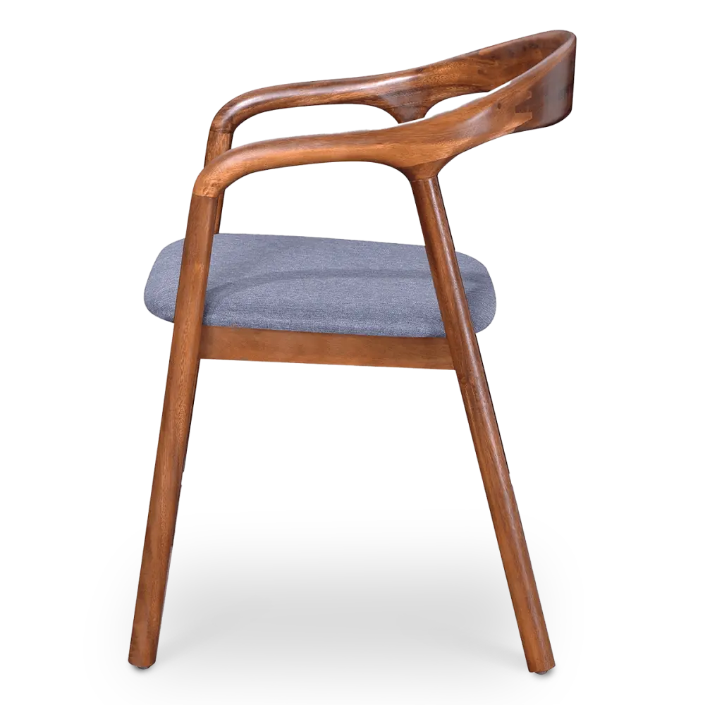 Artson Chair Notenhout Grijs Linnen zijaanzicht