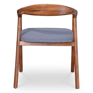 Artson Chair Notenhout Grijs Linnen vooraanzicht