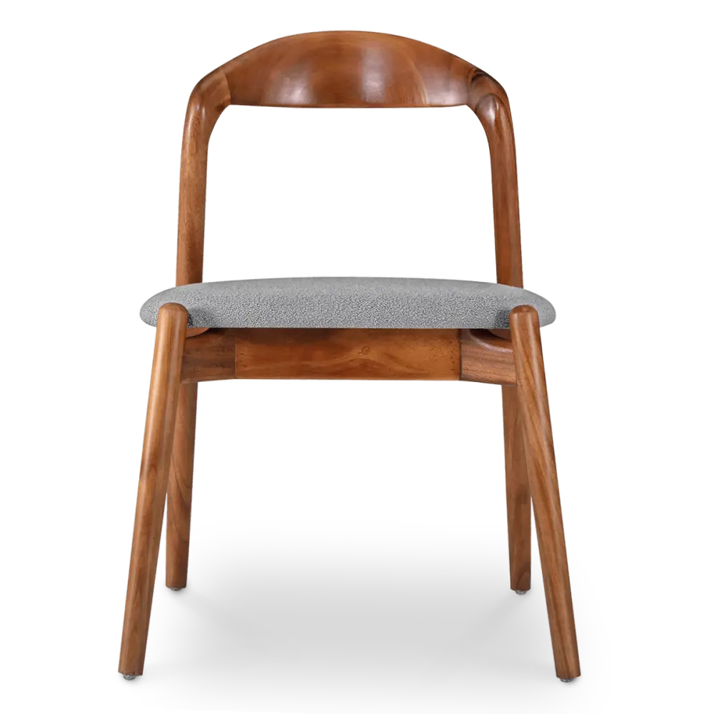 Bow Stoel Walnoot Hout | Grijs Boucle