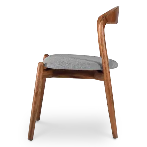 Bow Stoel Walnoot Hout | Grijs Boucle