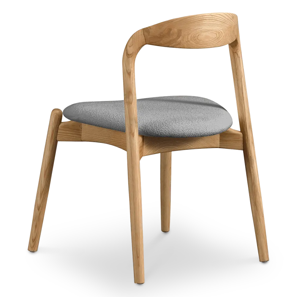 Bow Stoel Essen Hout | Grijs Boucle