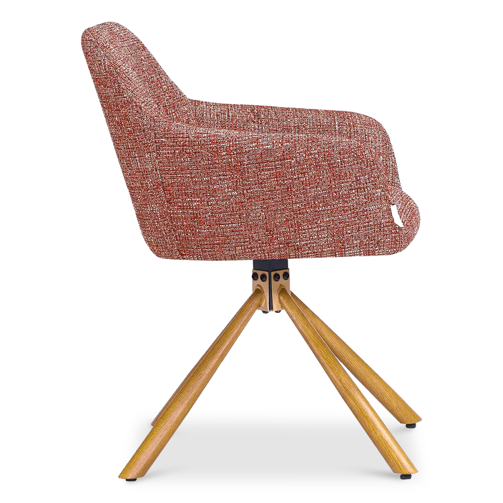 Draaibare Eetkamerstoel Wolf | Rood | Eiken Onderstel Draaibare Eetkamerstoel Wolf | Rood | Eiken Onderstel