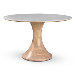 Ronde Tulip Eettafel Wit Keramiek Naturel Onderstel 3