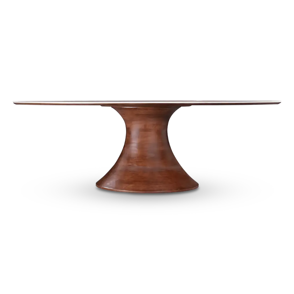 Ovale Tulip Eettafel | Antraciet Keramiek | Walnoot Onderstel Ovale Tulip Eettafel | Antraciet Keramiek | Walnoot Onderstel