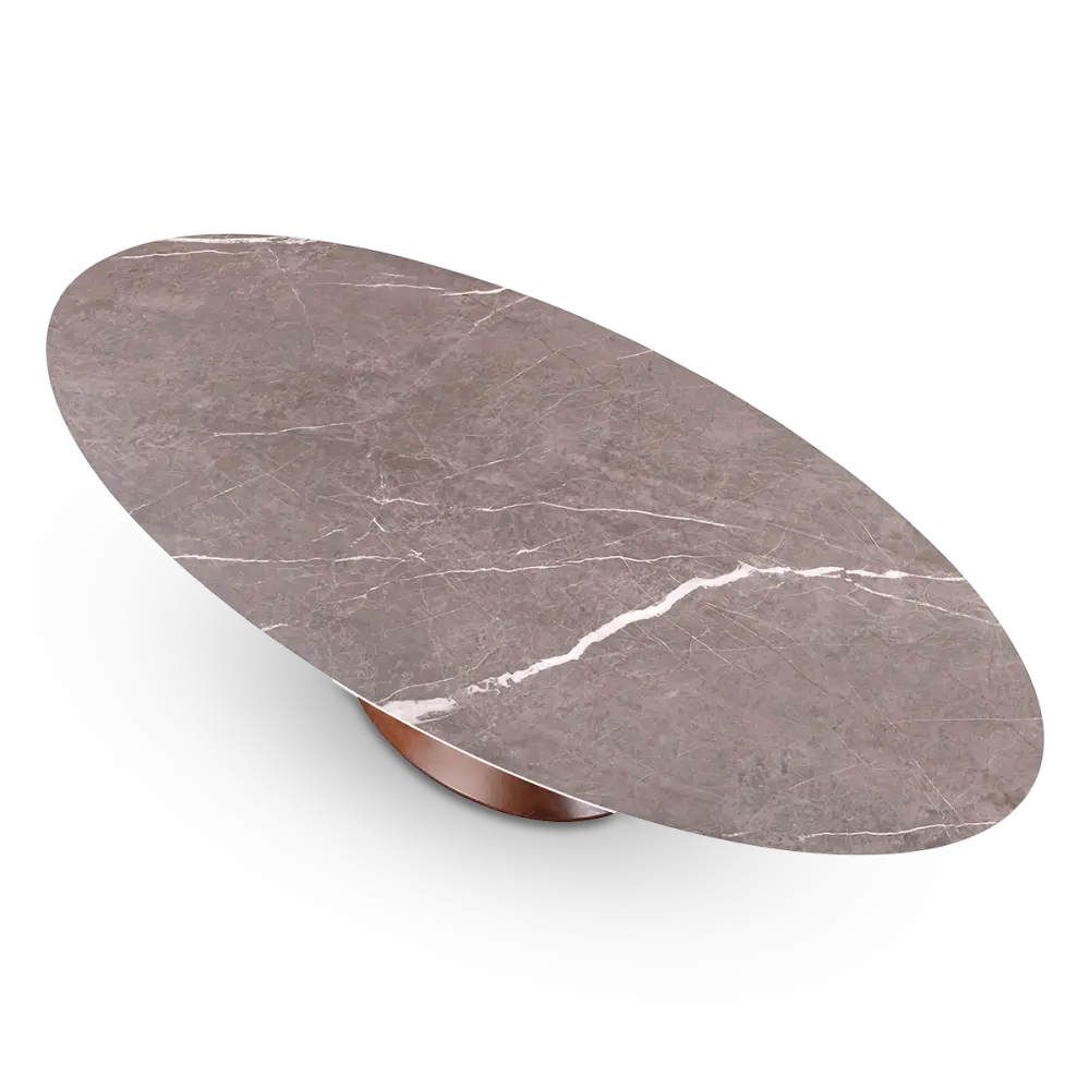 Ovale Tulip Eettafel | Antraciet Keramiek | Walnoot Onderstel Ovale Tulip Eettafel | Antraciet Keramiek | Walnoot Onderstel
