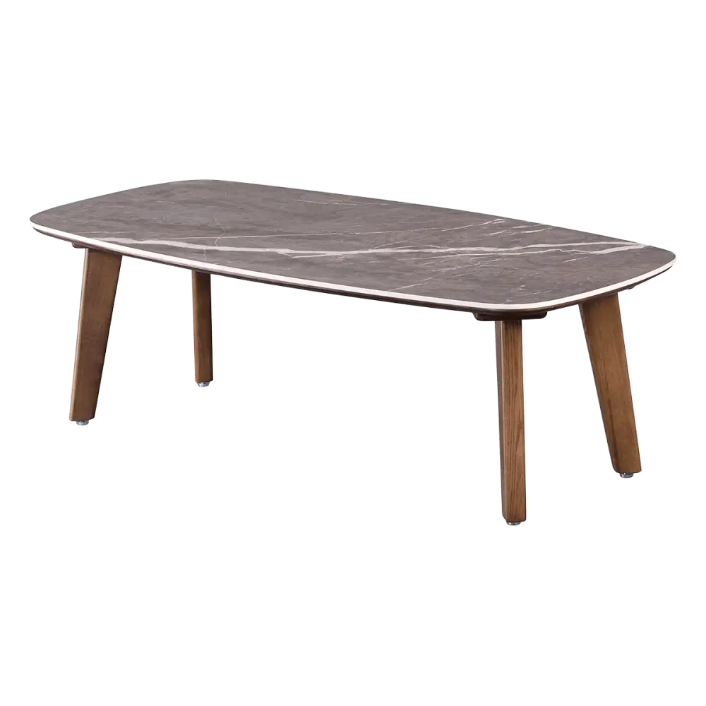 Salontafel Baron Deens Ovaal Antraciet Keramiek Walnoot Poten