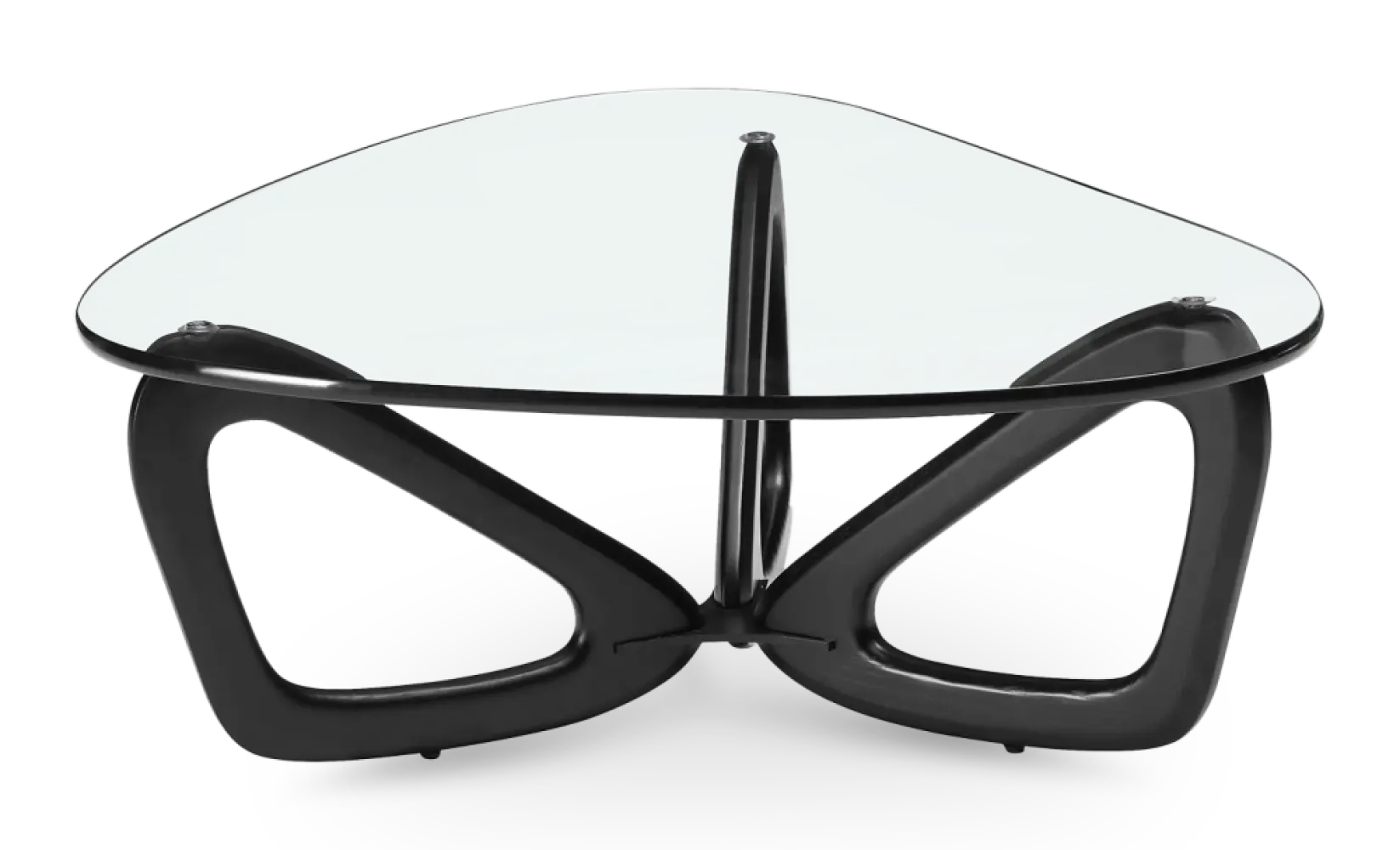 Japandi Salontafel Butterfly | Glazen Blad | Zwart Onderstel Japandi Salontafel Butterfly | Glazen Blad | Zwart Onderstel