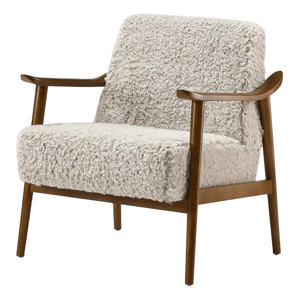 Cavel Hezel Scandinavische Lounge Chair Teddy Taupe Walnoot Cavel Hezel Scandinavische Lounge Chair Teddy Taupe Walnoot