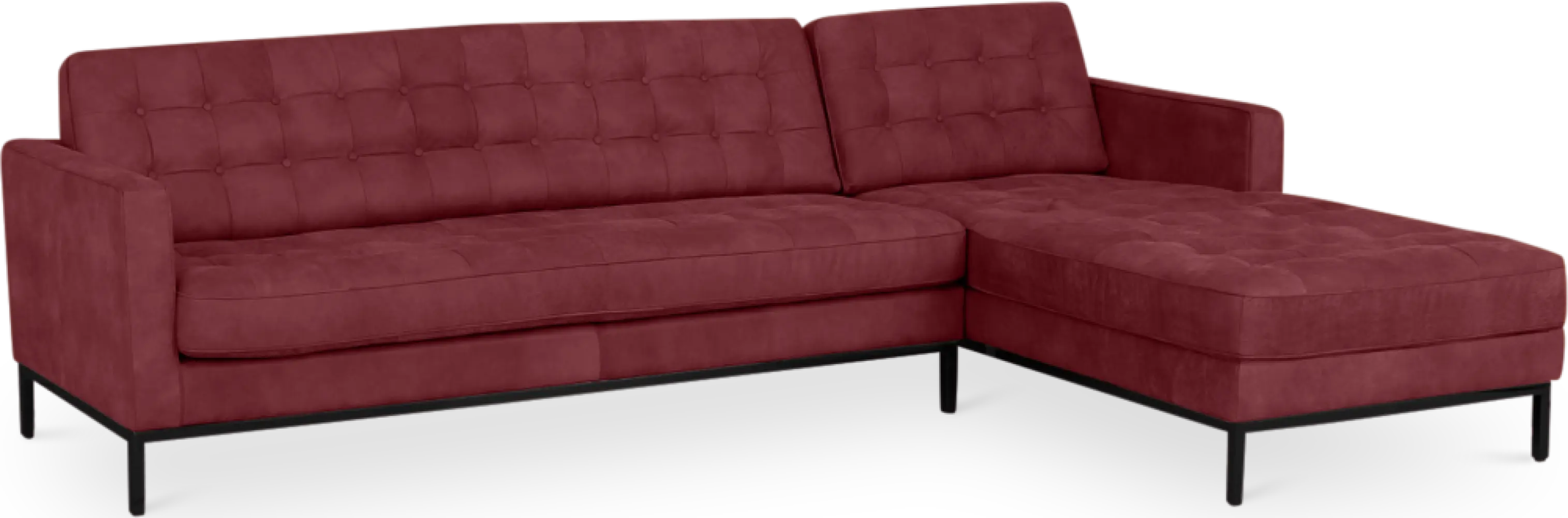 Florence Knoll Hoekbank Bordeaux Red Velvet (Hoek Links)