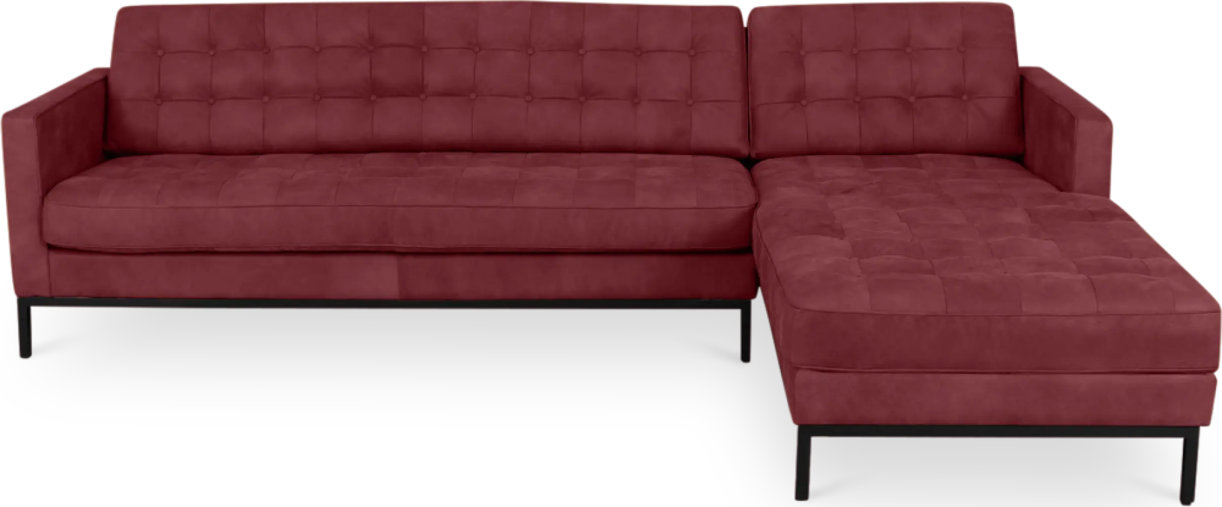 Florence Knoll Hoekbank Bordeaux Red Velvet (Hoek Links)