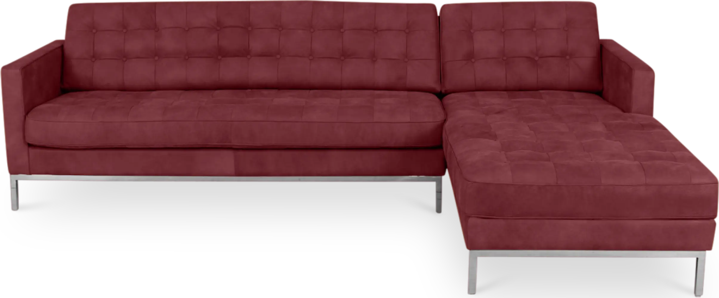 Florence Knoll Hoekbank Bordeaux Red Velvet (Hoek Links)