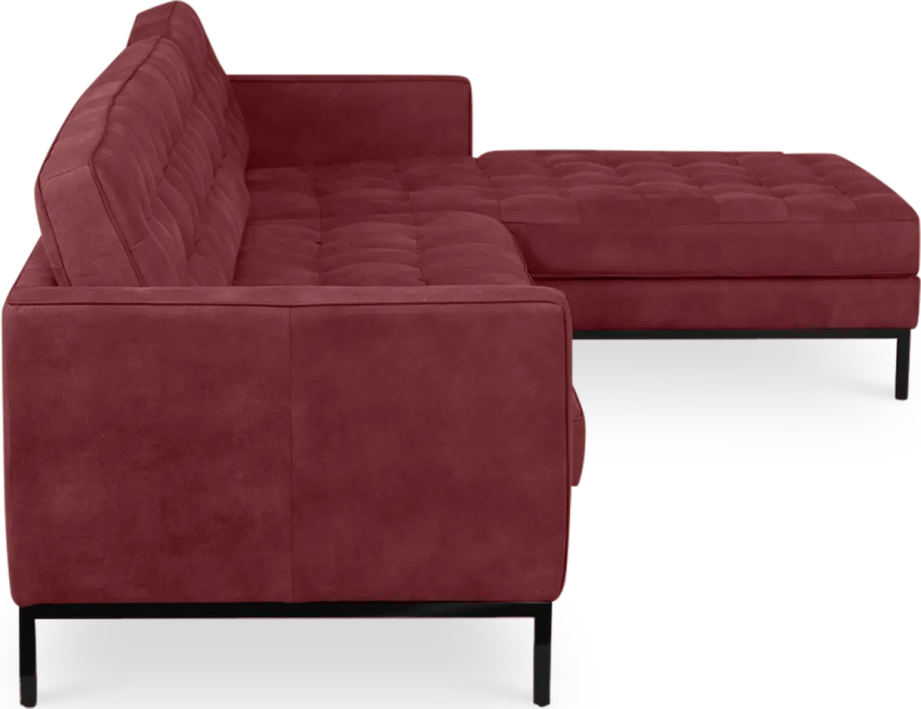 Florence Knoll Hoekbank Bordeaux Red Velvet (Hoek Links)