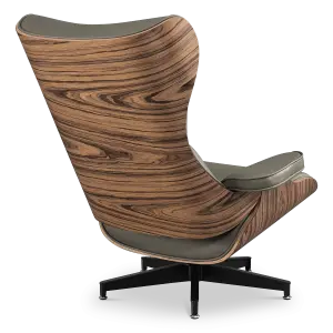 Cavel Lounge Chair Olijf Groen Leer | Naturel Palissander Schalen