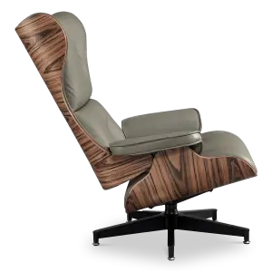 Cavel Lounge Chair Olijf Groen Leer | Naturel Palissander Schalen