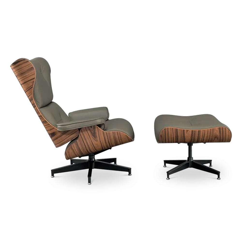 Cavel Lounge Chair Olijf Groen Leer | Naturel Palissander Schalen Cavel Lounge Chair Olijf Groen Leer | Naturel Palissander Schalen