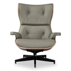 Cavel Lounge Chair Olijf Groen Leer | Naturel Palissander Schalen