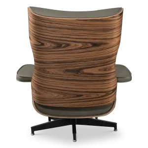 Cavel Lounge Chair Olijf Groen Leer | Naturel Palissander Schalen