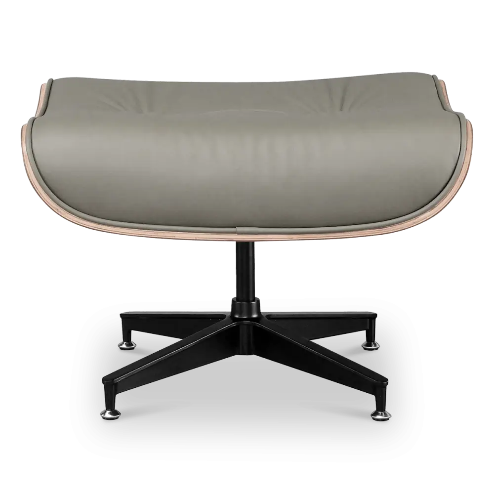 Cavel Lounge Chair Ottoman / Hocker Olijf Groen Leer | Naturel Palissander Schaal