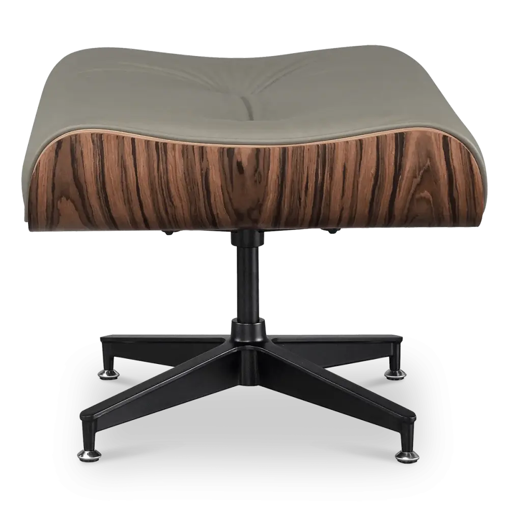 Cavel Lounge Chair Ottoman / Hocker Olijf Groen Leer | Naturel Palissander Schaal