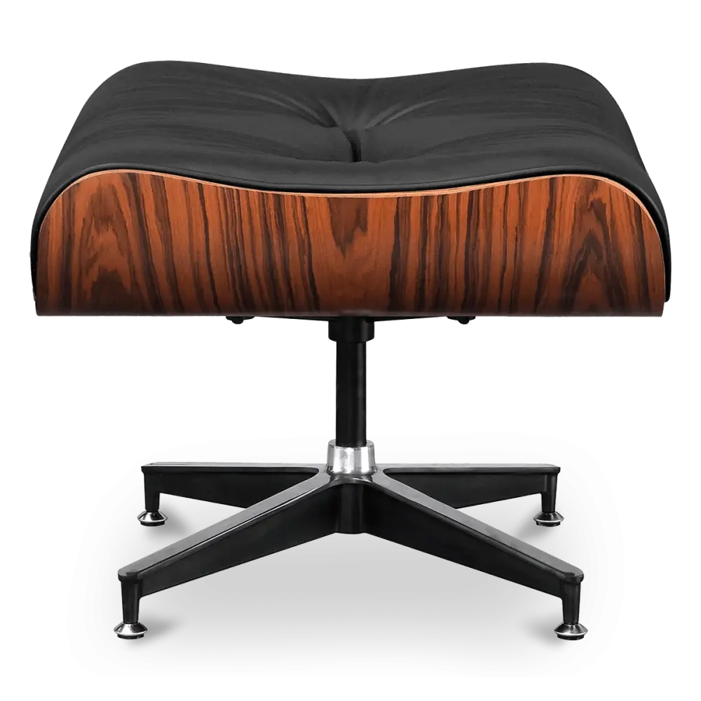 Cavel Lounge Chair Ottoman / Hocker Zwart Leer | Palissander Schaal
