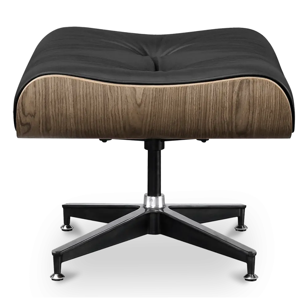 Cavel Lounge Chair Zwart Leer | Walnoot Schalen