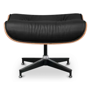 Cavel Lounge Chair Ottoman / Hocker Zwart Leer | Palissander Schaal