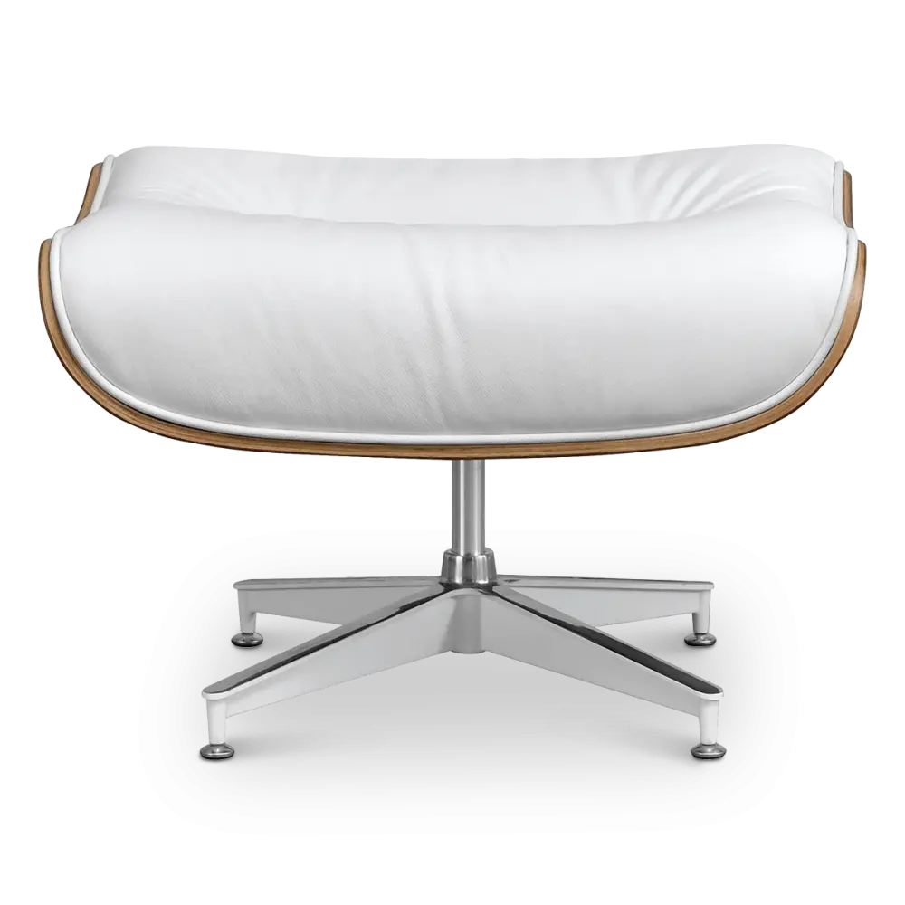 Cavel Lounge Chair Ottoman / Hocker Wit Leer | Walnoot Schaal