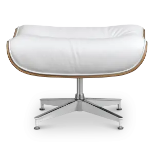 Cavel Lounge Chair Ottoman / Hocker Wit Leer | Walnoot Schaal