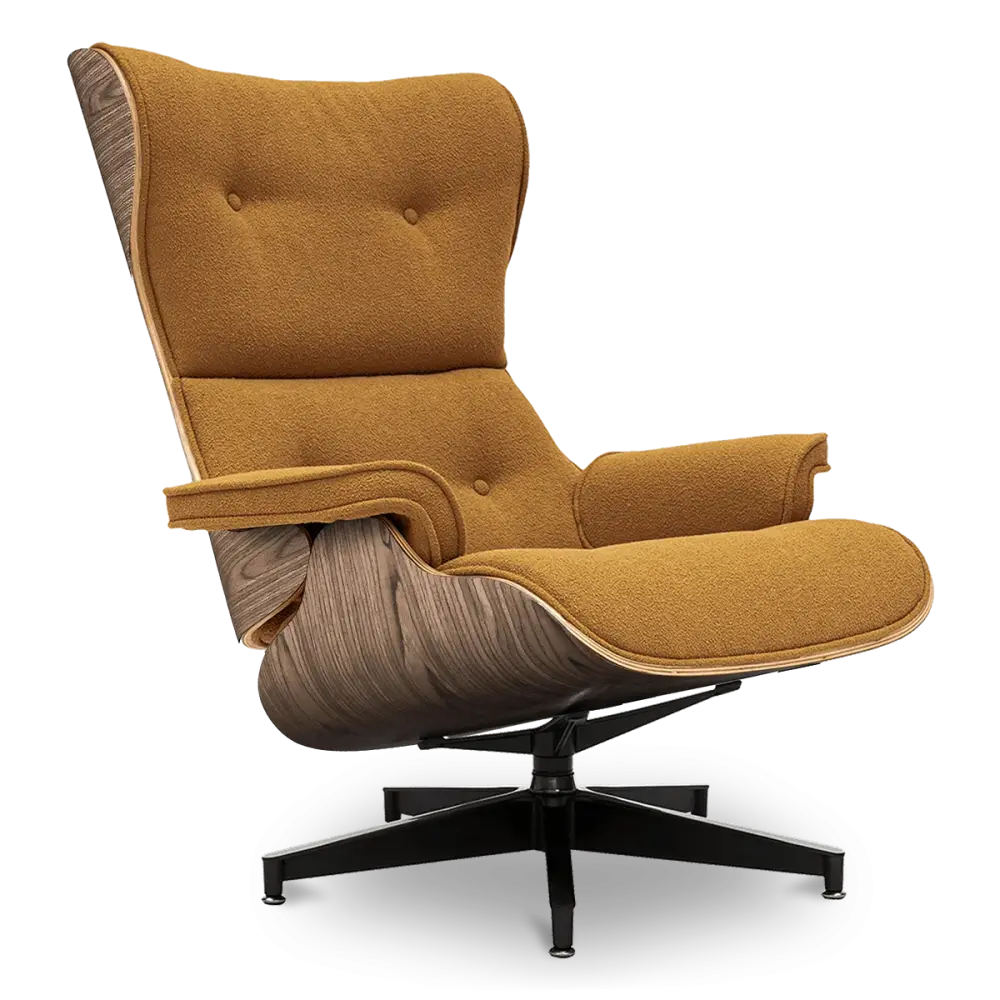 Cavel Lounge Chair Bruin Boucle | Walnoot Schalen Cavel Lounge Chair Bruin Boucle | Walnoot Schalen
