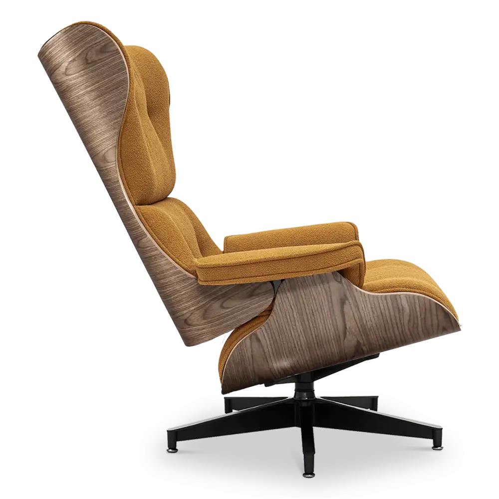 Cavel Lounge Chair Bruin Boucle | Walnoot Schalen Cavel Lounge Chair Bruin Boucle | Walnoot Schalen