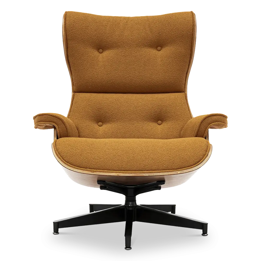 Cavel Lounge Chair Bruin Boucle | Walnoot Schalen Cavel Lounge Chair Bruin Boucle | Walnoot Schalen