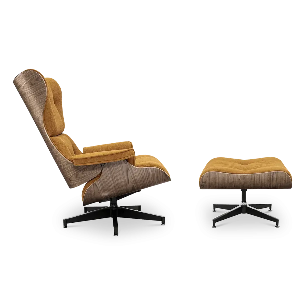 Cavel Lounge Chair Bruin Boucle | Walnoot Schalen Cavel Lounge Chair Bruin Boucle | Walnoot Schalen