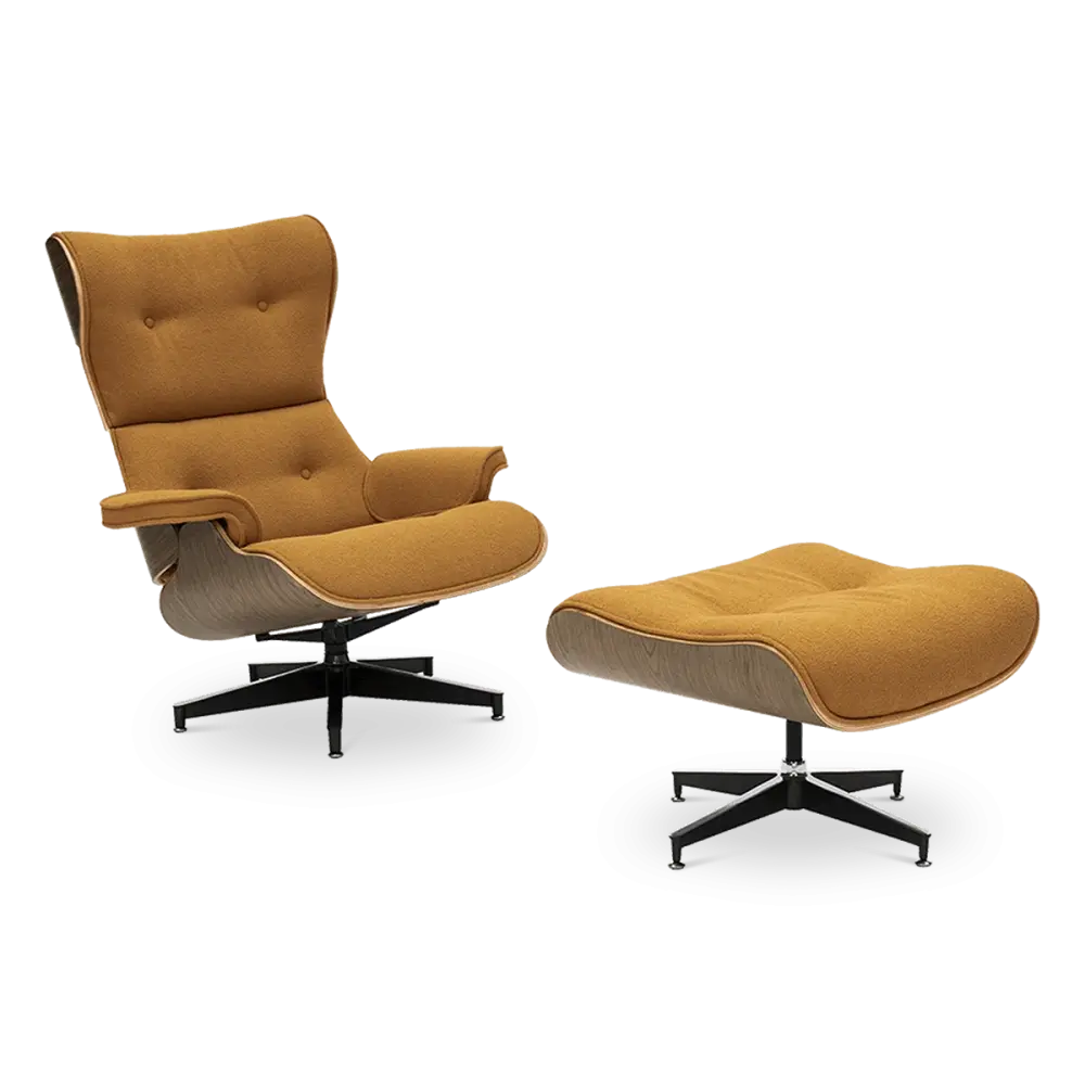 Cavel Lounge Chair Bruin Boucle | Walnoot Schalen Cavel Lounge Chair Bruin Boucle | Walnoot Schalen