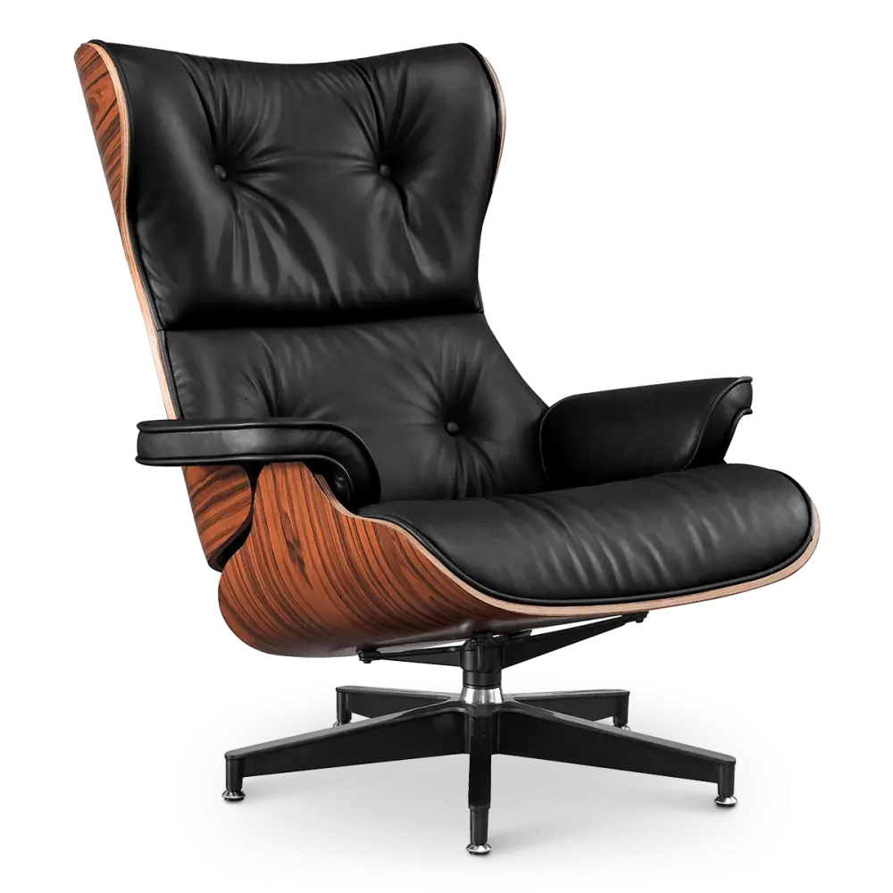 Cavel Lounge Chair Zwart Leer | Palissander Schalen