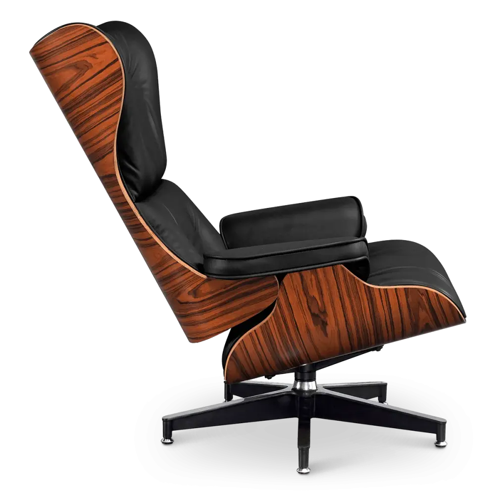 Cavel Lounge Chair Zwart Leer | Palissander Schalen