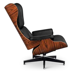 Cavel Lounge Chair Zwart Leer | Palissander Schalen