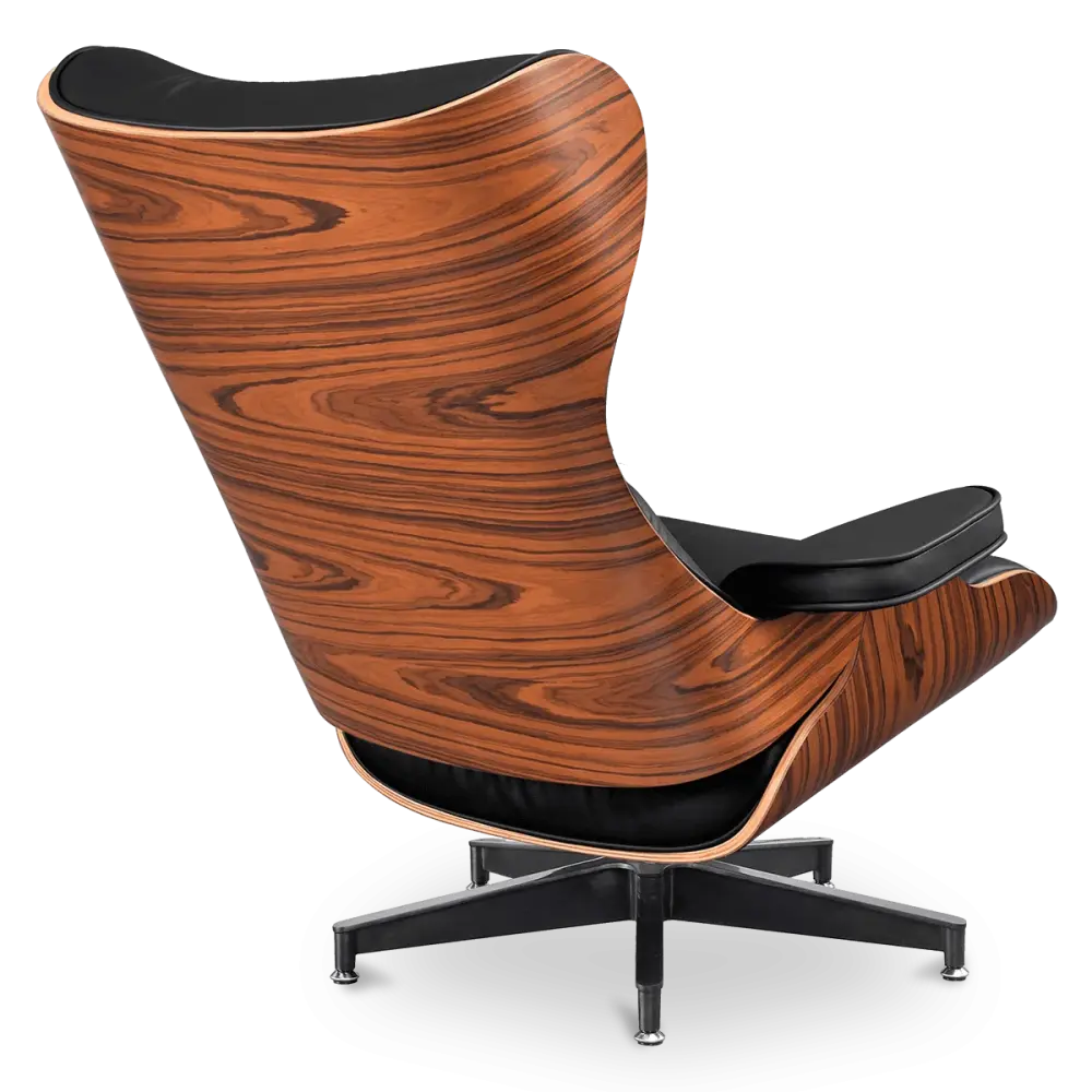 Cavel Lounge Chair Zwart Leer | Palissander Schalen