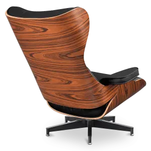 Cavel Lounge Chair Zwart Leer | Palissander Schalen