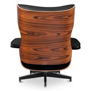 Cavel Lounge Chair Zwart Leer | Palissander Schalen