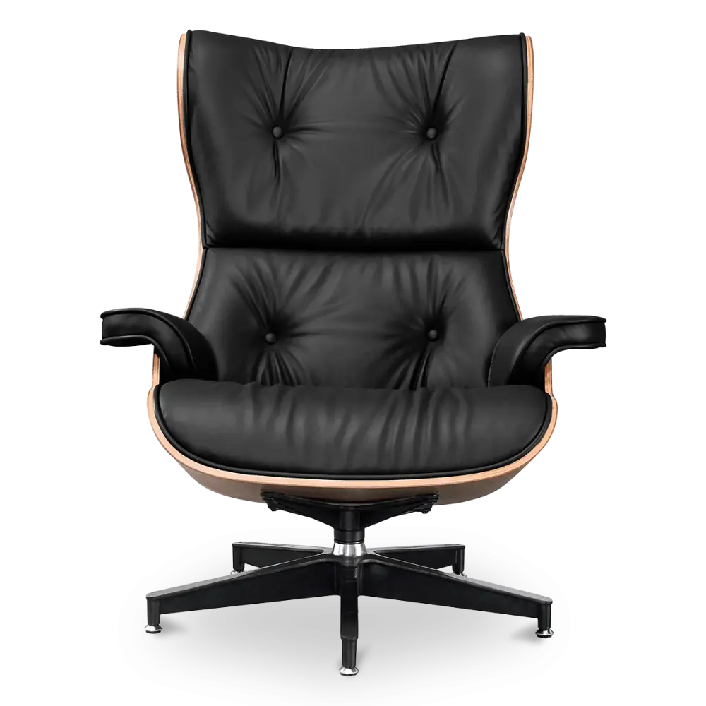 Cavel Lounge Chair Zwart Leer | Palissander Schalen