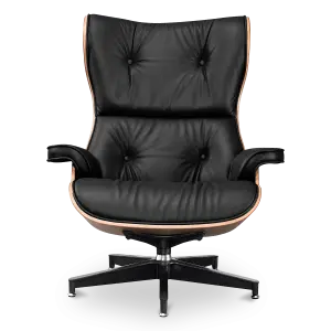 Cavel Lounge Chair Zwart Leer | Palissander Schalen