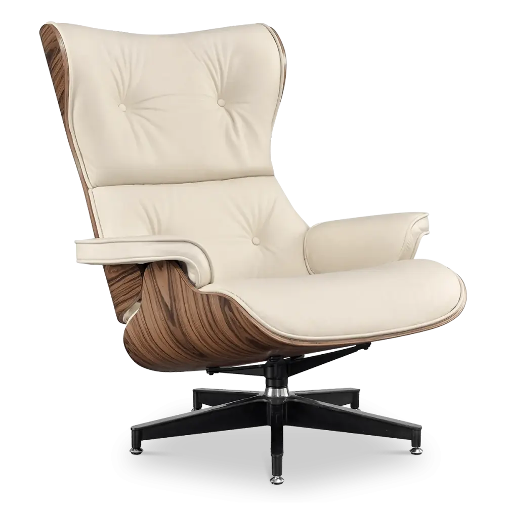 Cavel Lounge Chair Offwhite Leer | Naturel Palissander Schalen