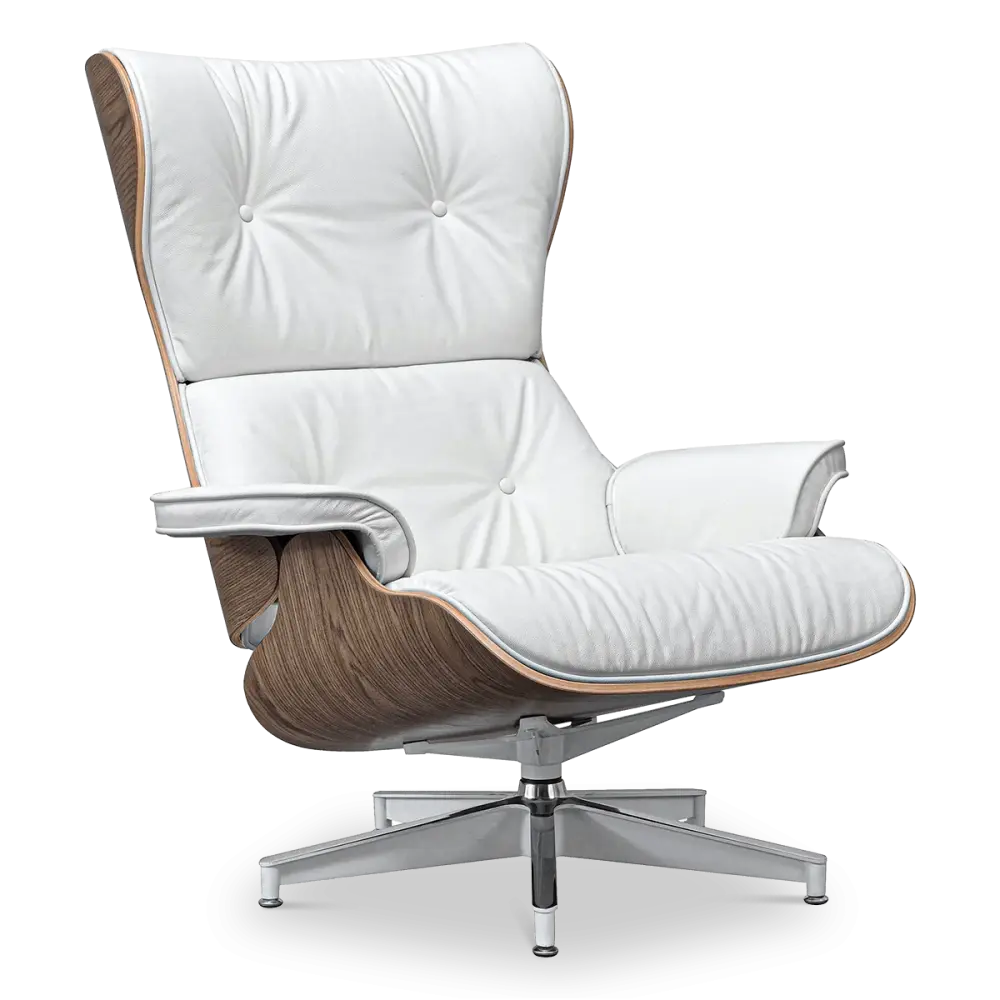 Cavel Lounge Chair Wit Leer | Walnoot Schalen