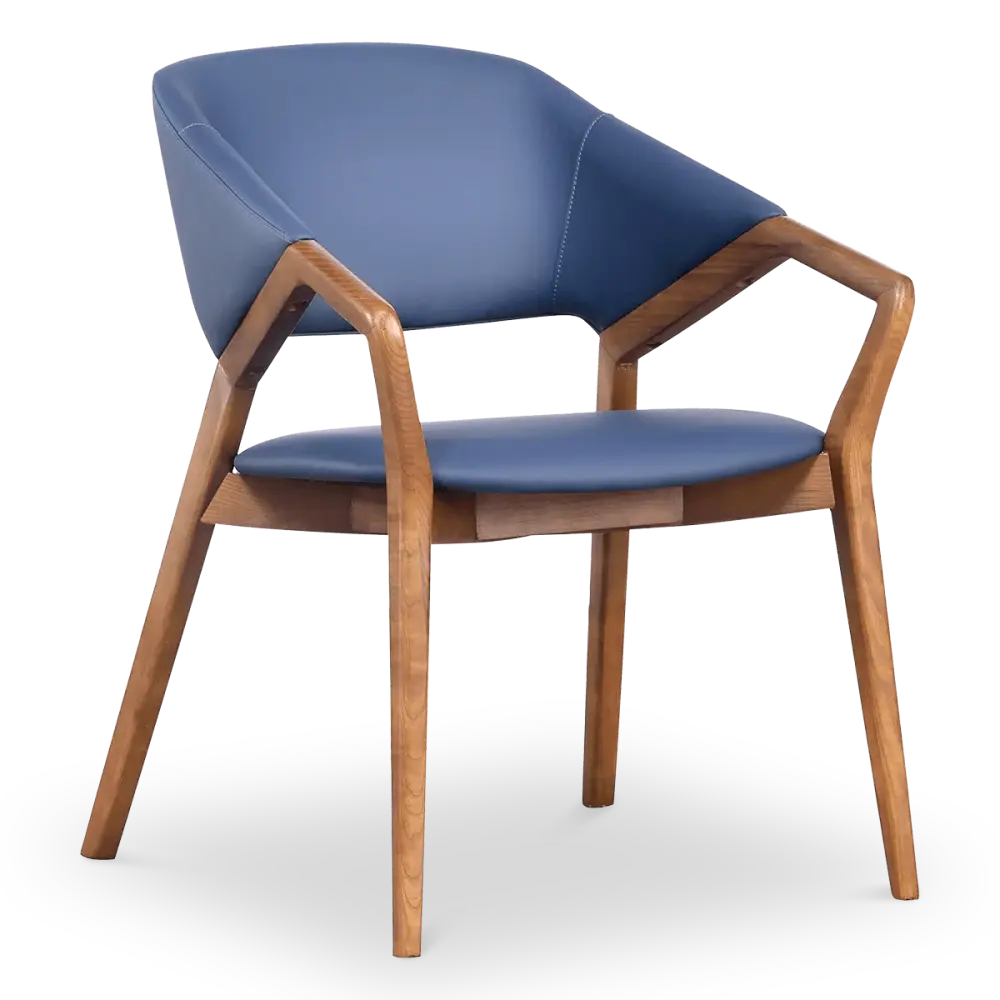 Japandi Eetkamerstoel Candorra | Blauw | Walnoot