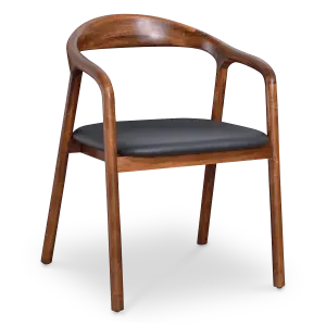 Artson Eetkamerstoel | Notenhout | Zwart PU Leer