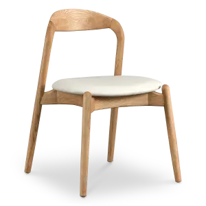 Bow Stoel Essen Hout | Offwhite PU Leer