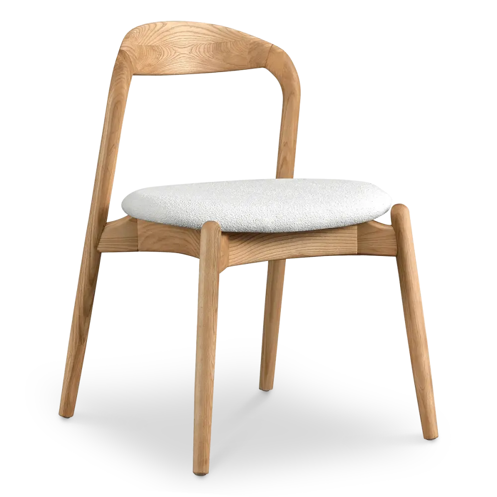 Bow Stoel Essen Hout | Wit Boucle