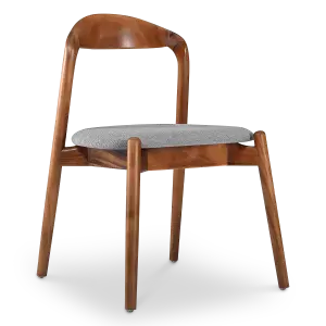 Bow Stoel Walnoot Hout | Grijs Boucle