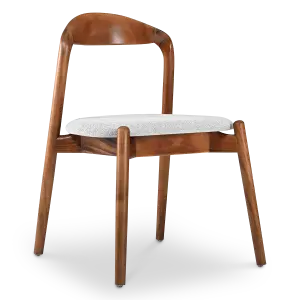 Bow Stoel Walnoot Hout | Wit Boucle